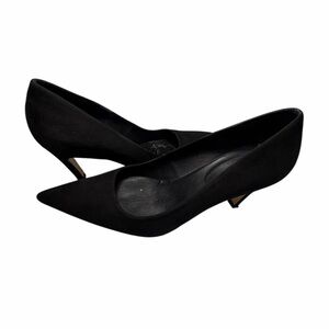 Good American Classic Black Pointed-Toe Suede Heels - Women's 9